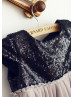 Black Sequin Gray Chiffon Bohemian Flower Girl Dress